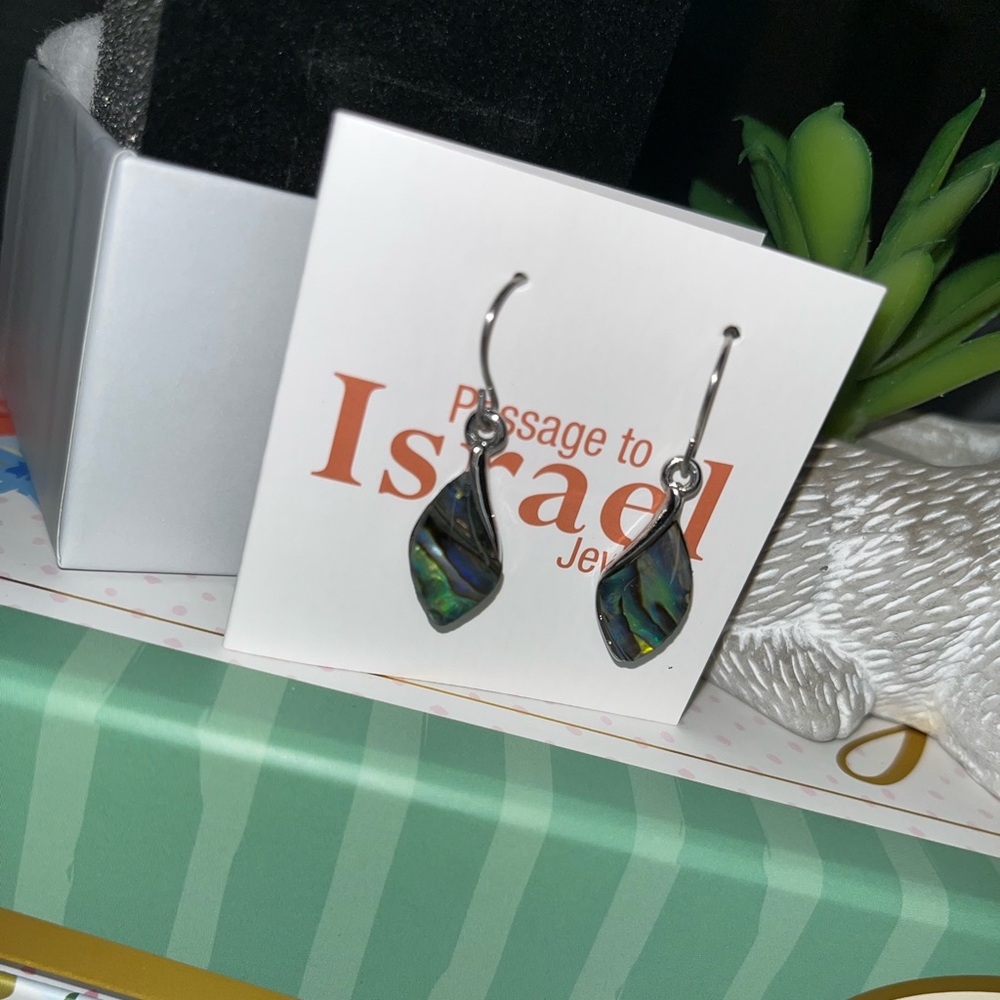 Passage to Israel Artisan Dangle Earrings - Abalone Inlay